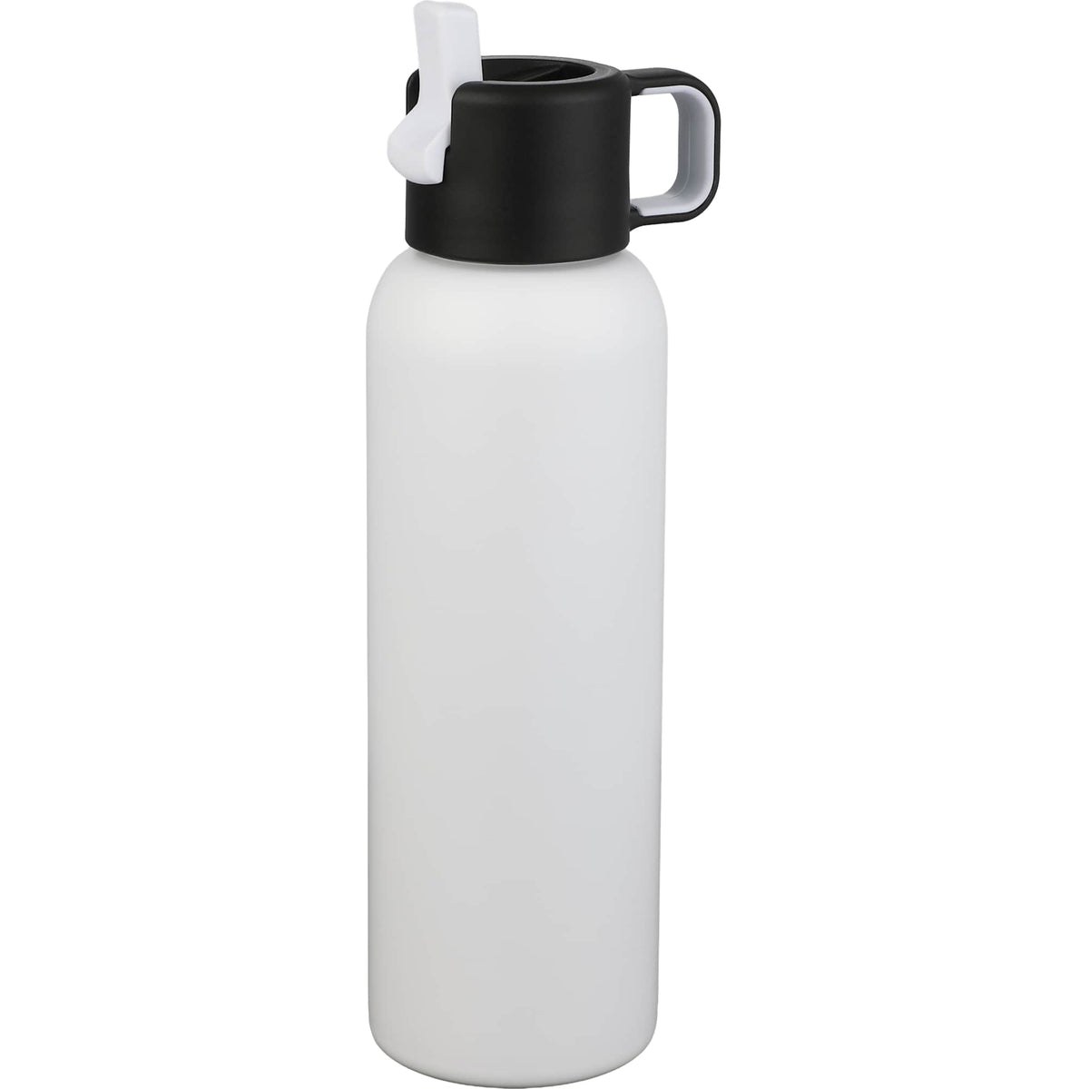 Clio Insulated Straw Lid Bottle in Recycled Steel, 22 oz Laser Engraving - White - Right Angle