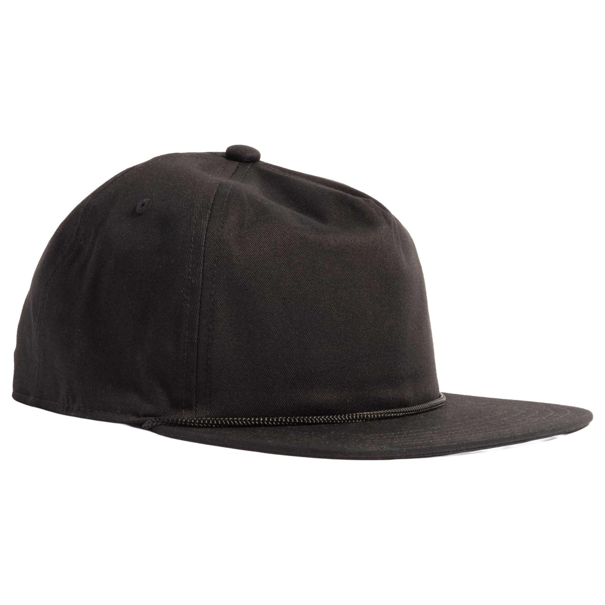 Coal Atlas Five Panel Cap with Rope Detail Transfer - Black - Right Angle