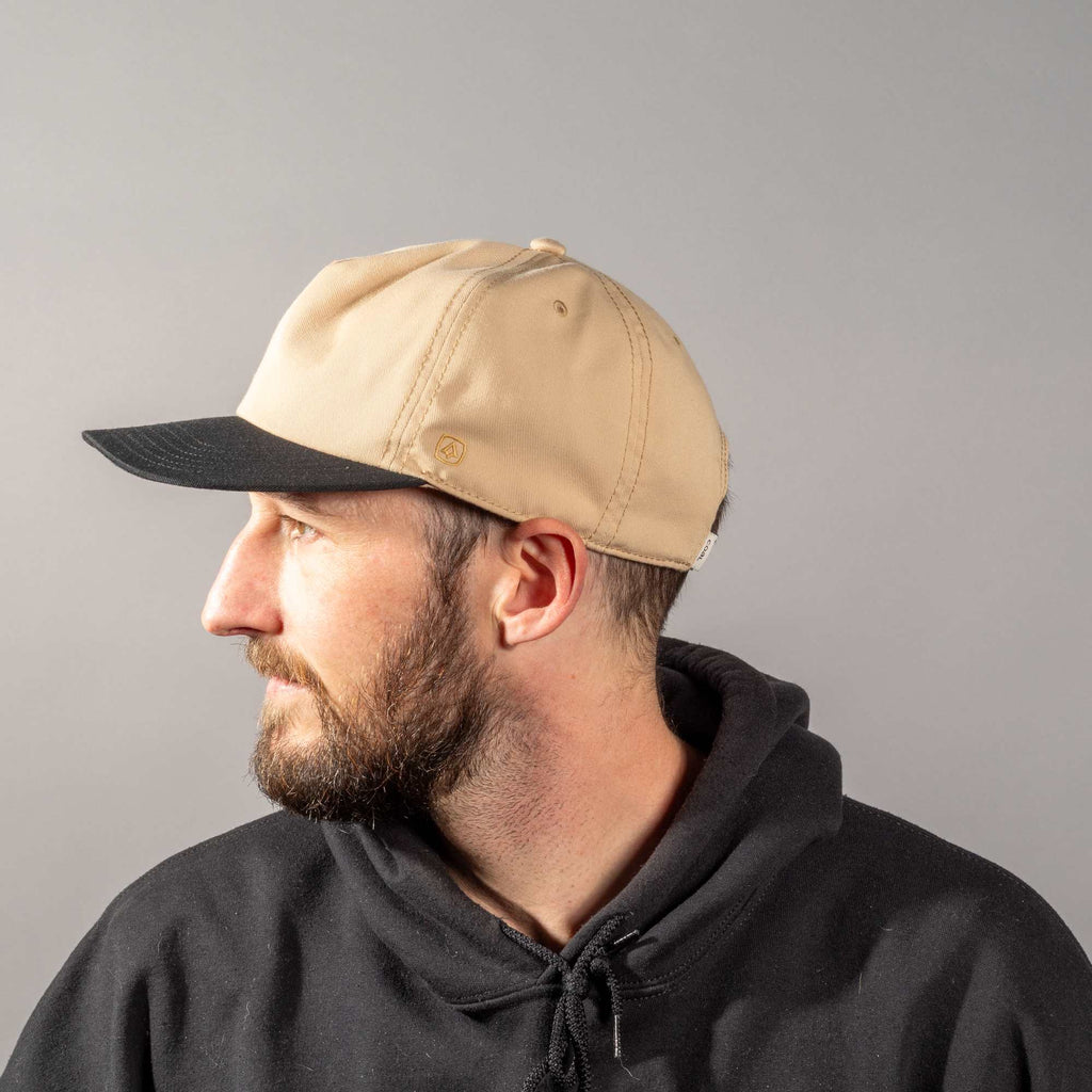Coal Bronson Unstructured Cap in Recycled Twill Transfer - Desert Khaki - Front On Model
