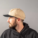 Coal Bronson Unstructured Cap in Recycled Twill Transfer - Desert Khaki - Front On Model