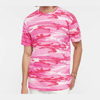 Code Five Unisex Camo Tee - Pink Woodland - On Model Front