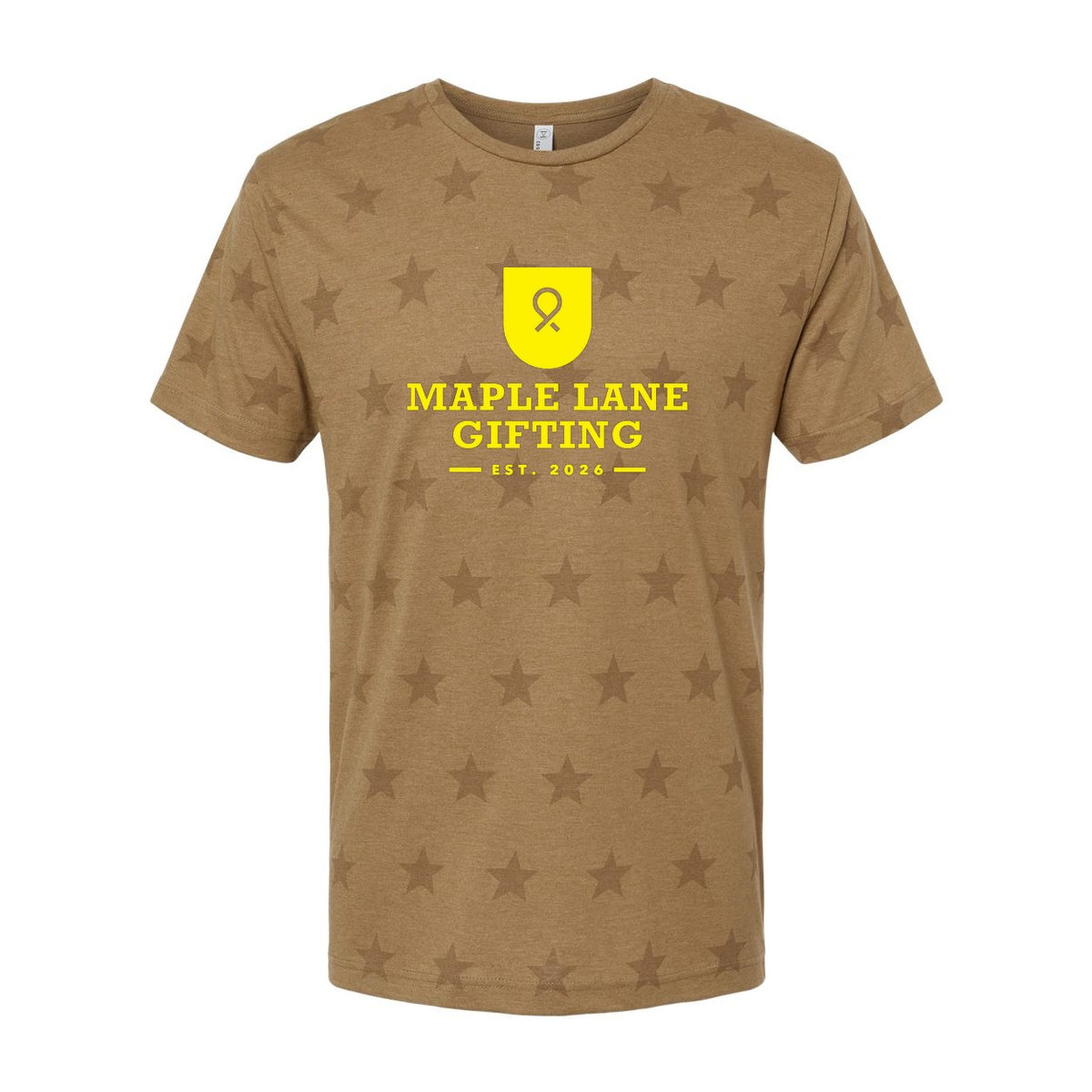 Code Five Unisex Star Print Tee - Coyote Brown Star - Front