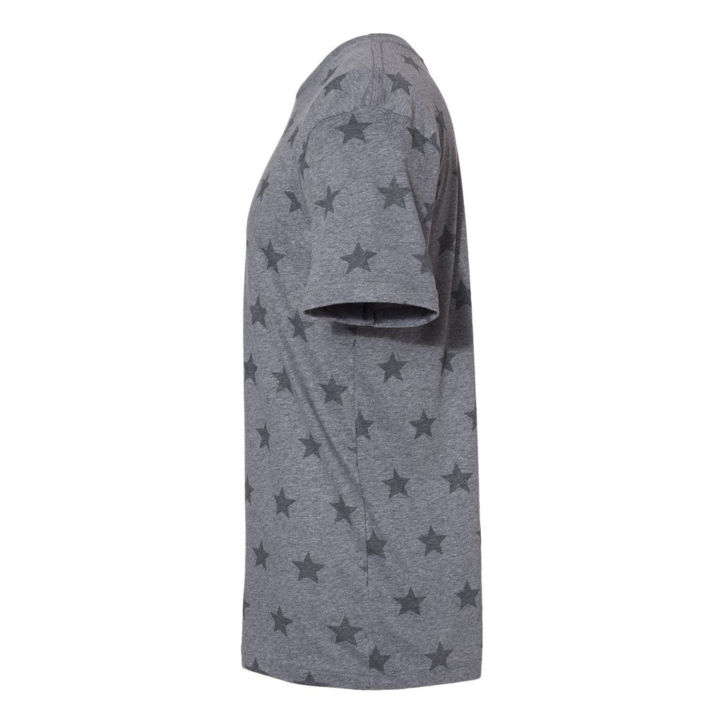 Code Five Unisex Star Print Tee - Granite Heather Star - Direct Side