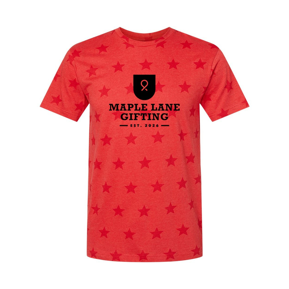 Code Five Unisex Star Print Tee - Red Star - Front