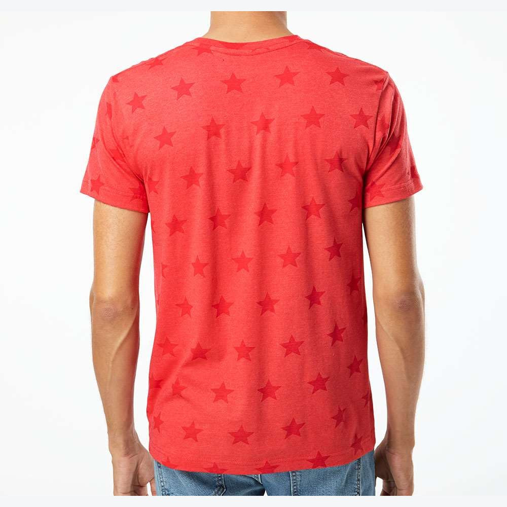 Code Five Unisex Star Print Tee - Red Star - On Model Back