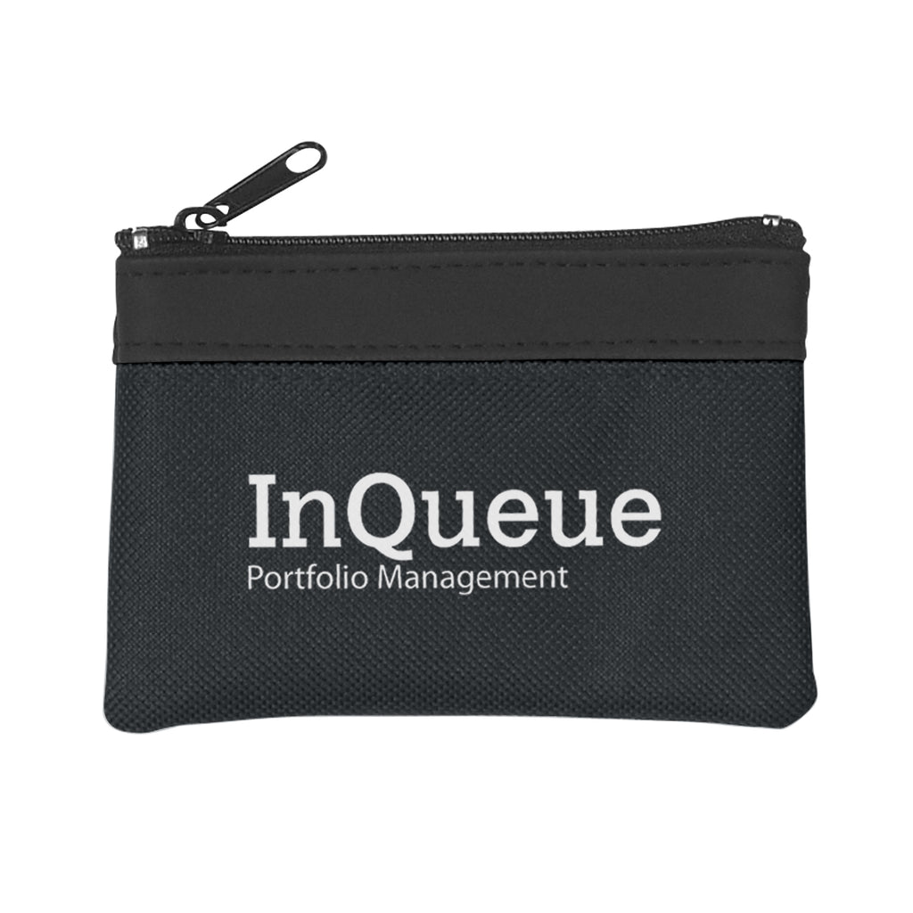 Coin Pouch with Zip - Black - Silk Screen