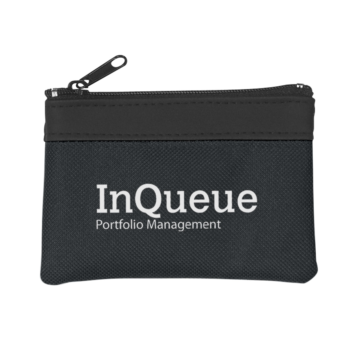 Coin Pouch with Zip - Black - Silk Screen