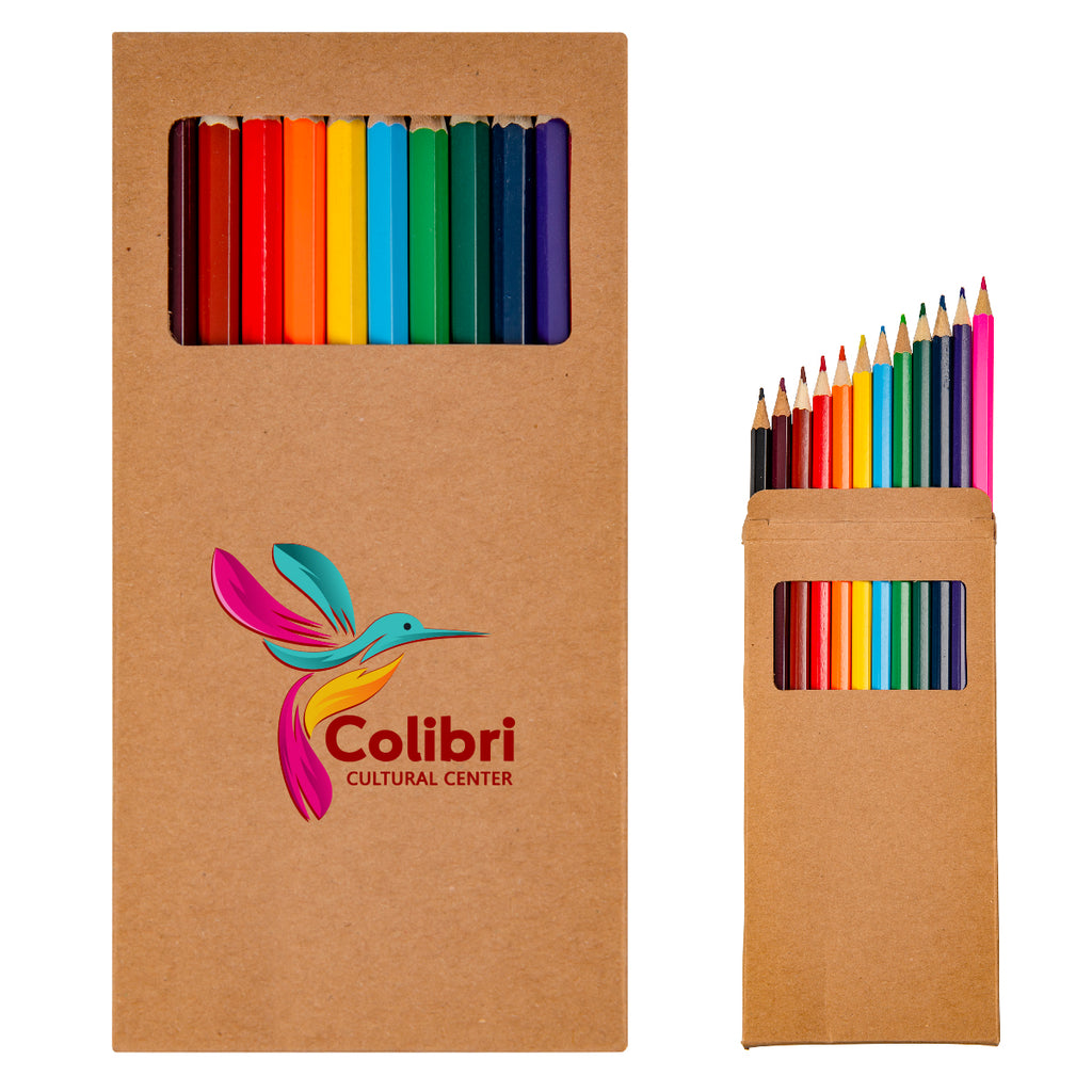 Colored Pencil Set, 12 Piece - Natural Paper Box - Full Color