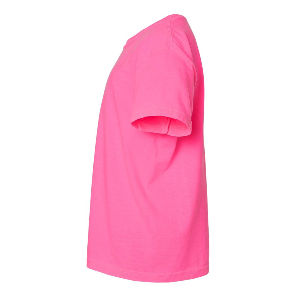 Comfort Colors Youth Garment-Dyed Heavyweight T-Shirt - Neon Pink - Direct Side