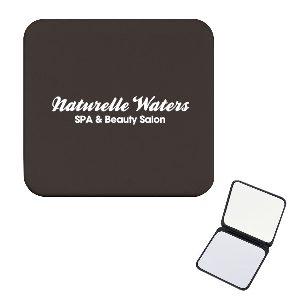 Compact Mirror That Magnifies Both Sides - Black - Silk Screen