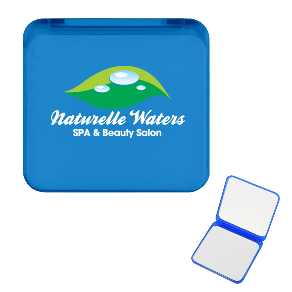 Compact Mirror That Magnifies Both Sides - Blue - Full Color