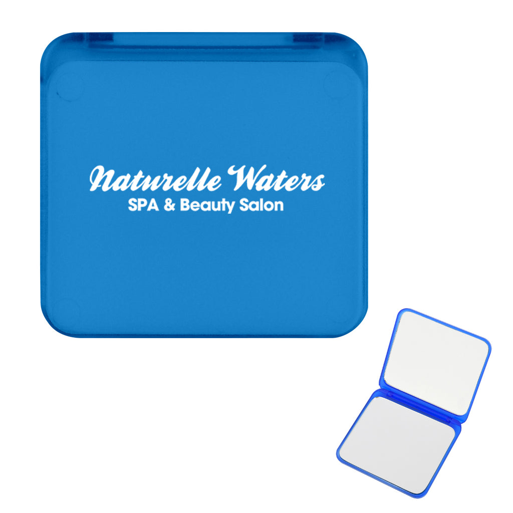 Compact Mirror That Magnifies Both Sides - Blue - Silk Screen