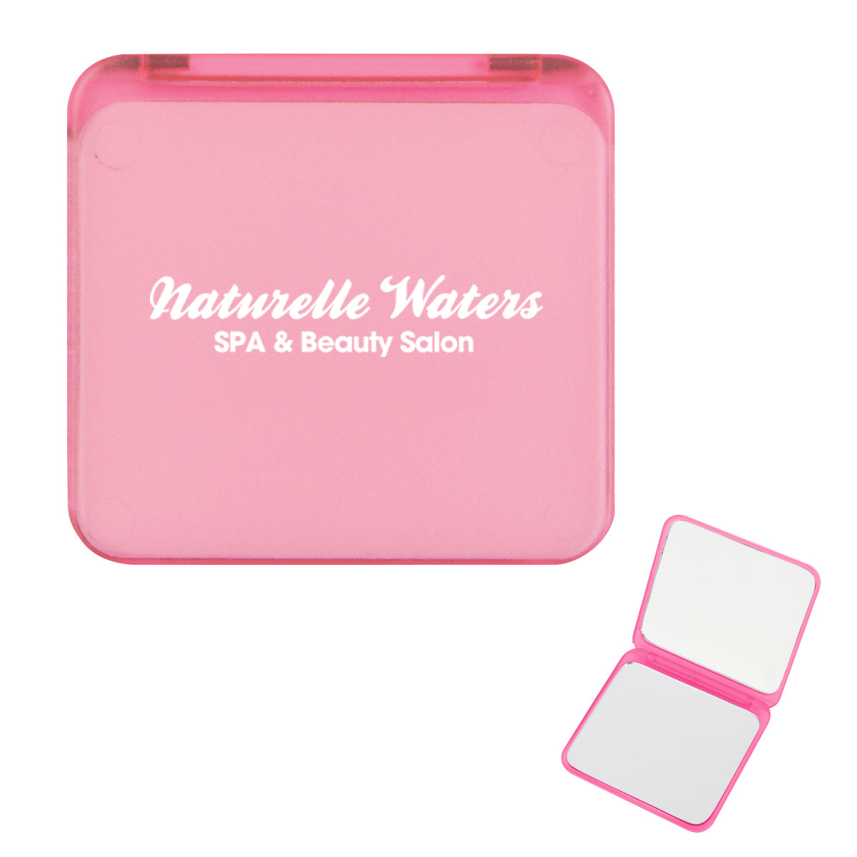Compact Mirror That Magnifies Both Sides - Pink - Silk Screen