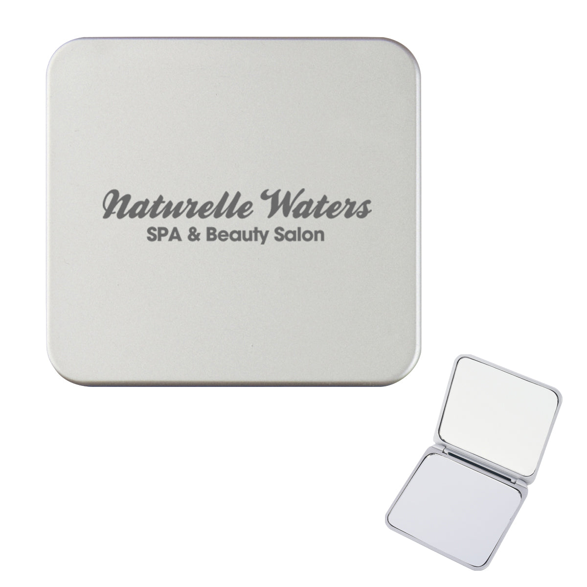 Compact Mirror That Magnifies Both Sides - Silver - Silk Screen