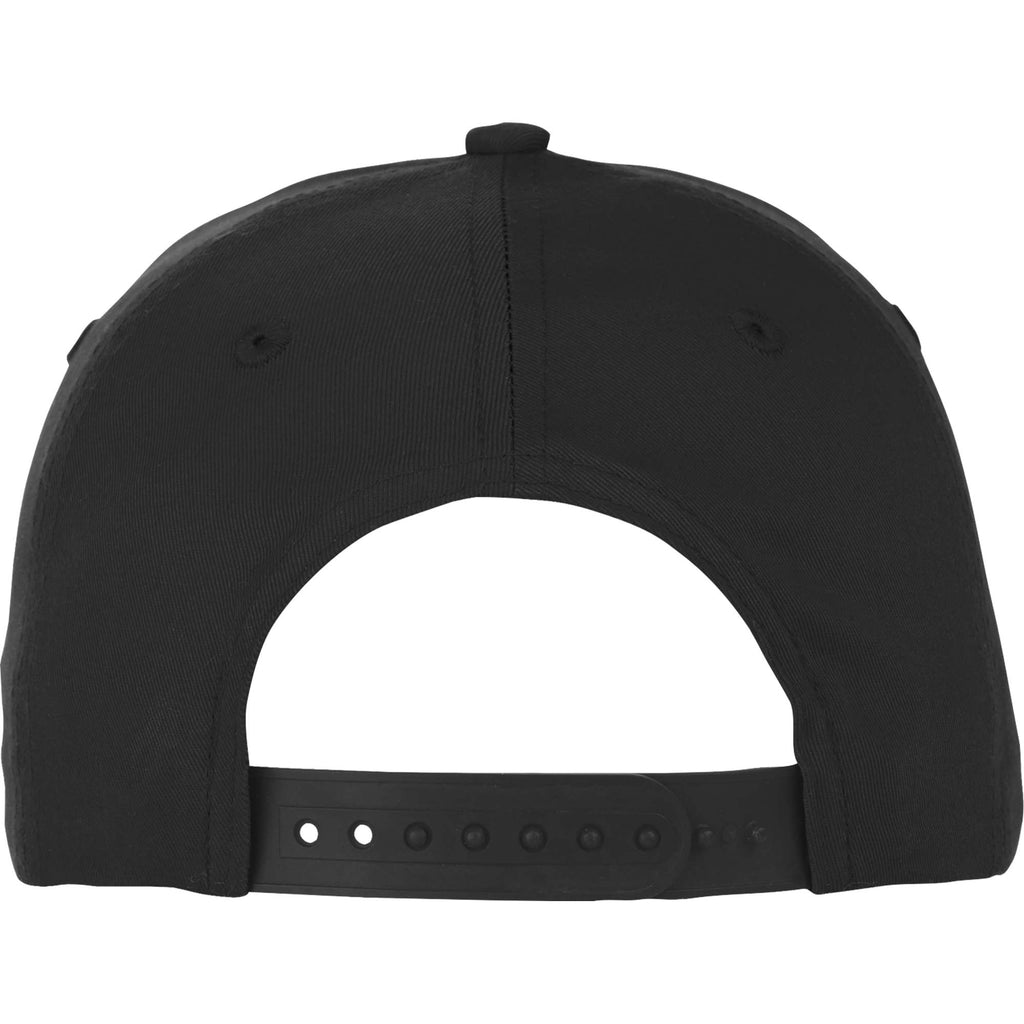 Composite Structured Ball Cap with Seamless Front Transfer - Black - Back Flat