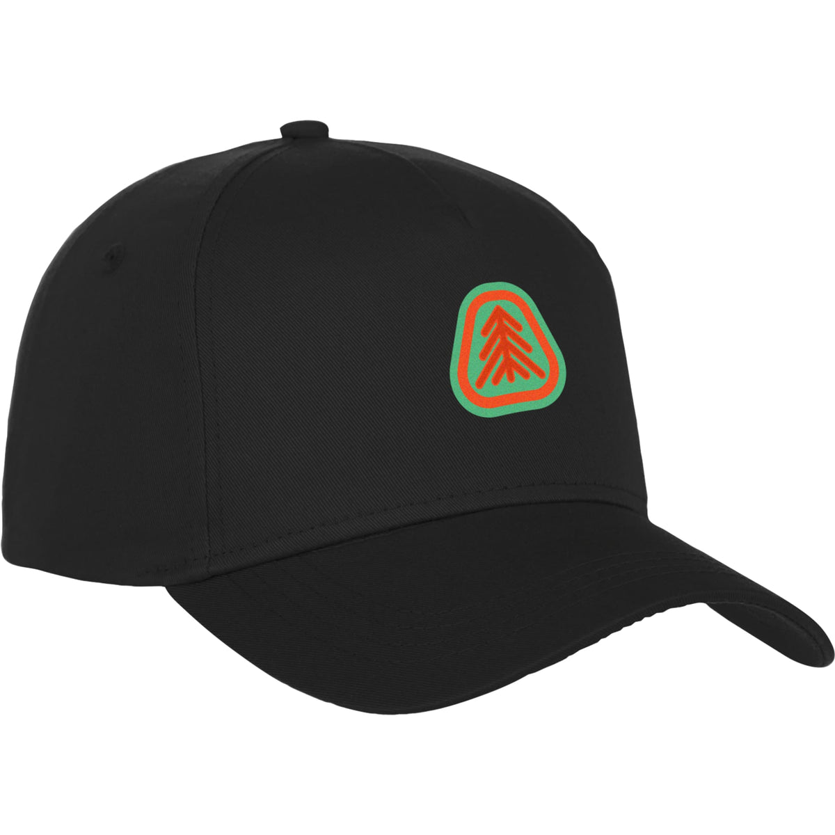 Composite Structured Ball Cap with Seamless Front Transfer - Black - Flat
