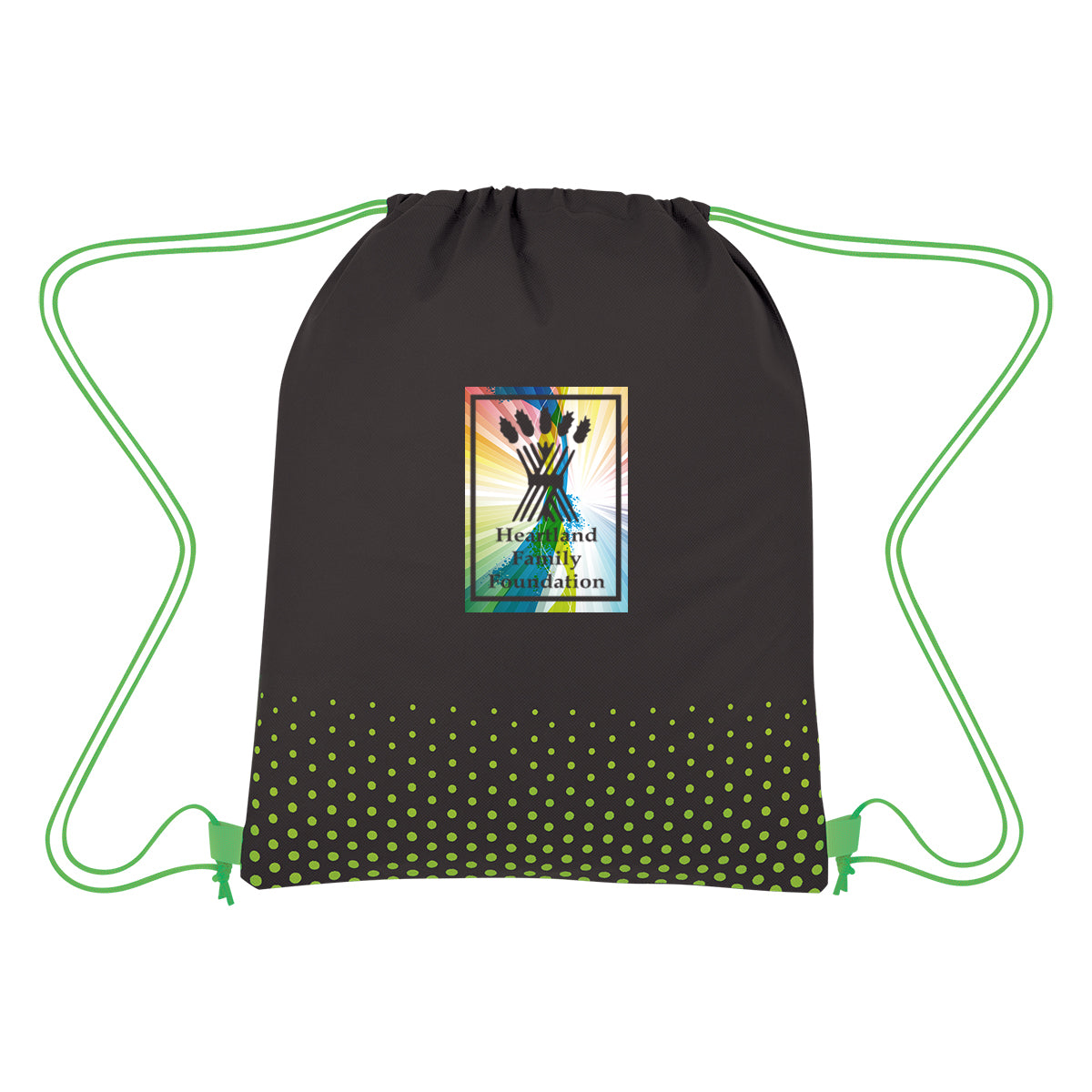 Connect the Dots Drawstring Bag, Non-Woven - Lime Green - Colorbrite
