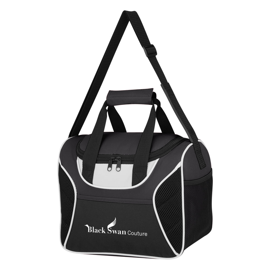 Cooler Bag with Mesh Accent - Black - Silk Screen
