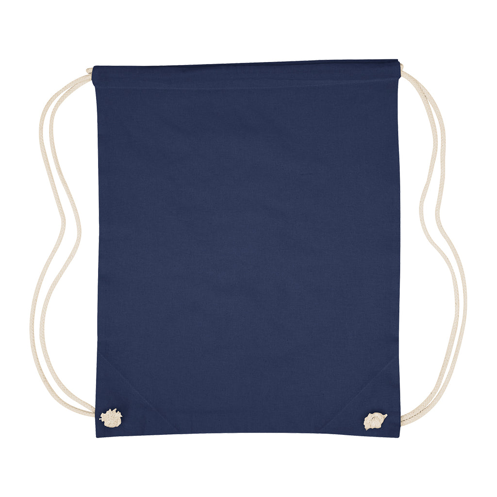Cooper Drawstring Bag in Cotton - Navy - Flat