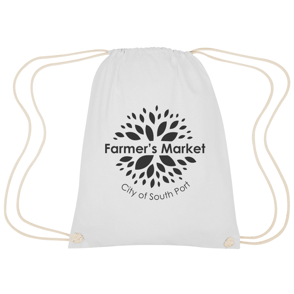 Cooper Drawstring Bag in Cotton - White - Silk Screen