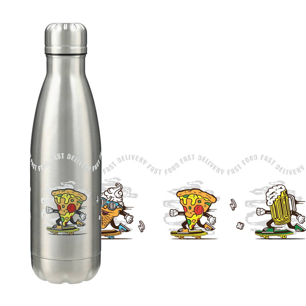 Copper Lined Vacuum Bottle, 17 oz Full Color - Silver - Front 3