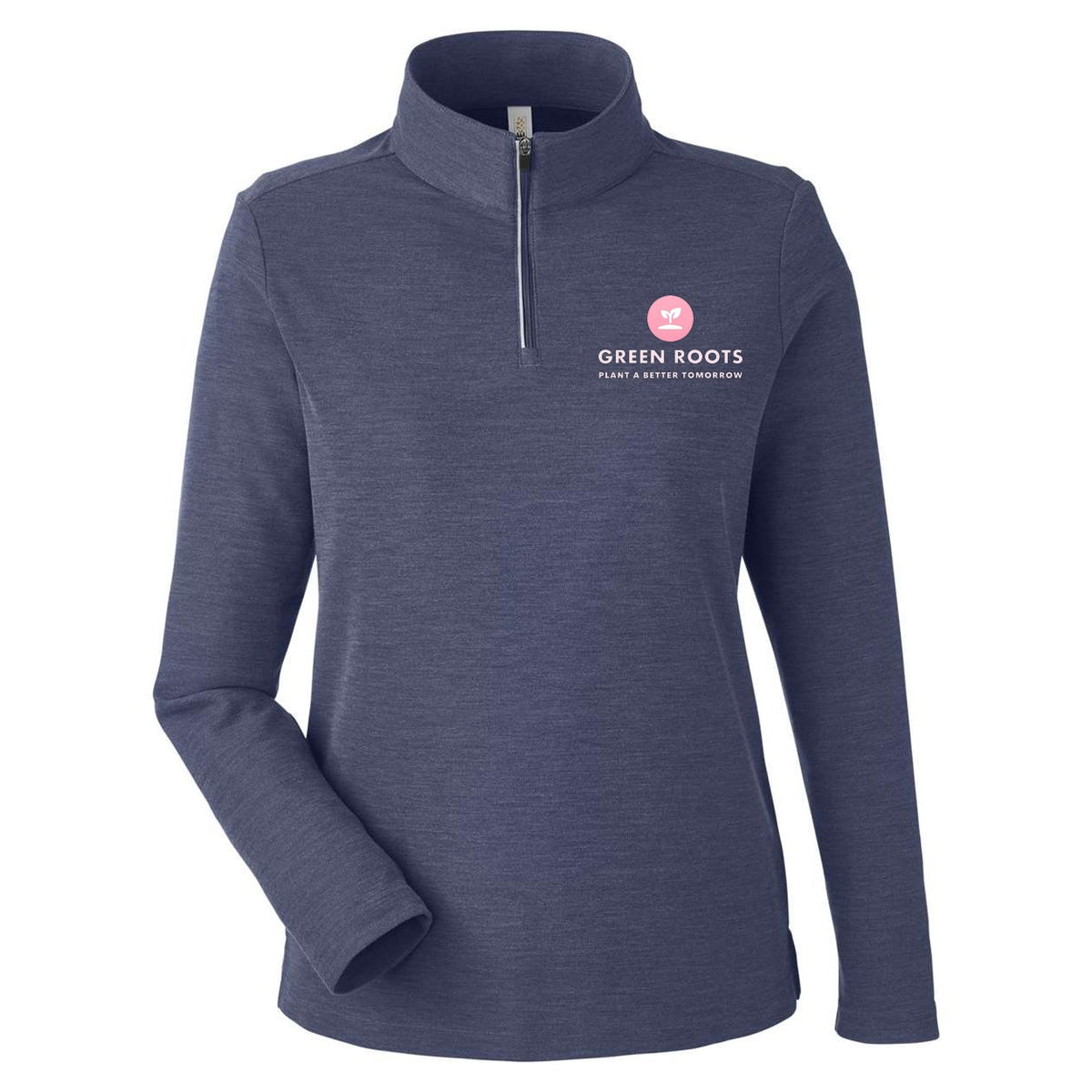 CORE365 Women's Fusion ChromaSoft™ Pique Quarter-Zip Pullover Full Color - Classic Navy Heather - Front