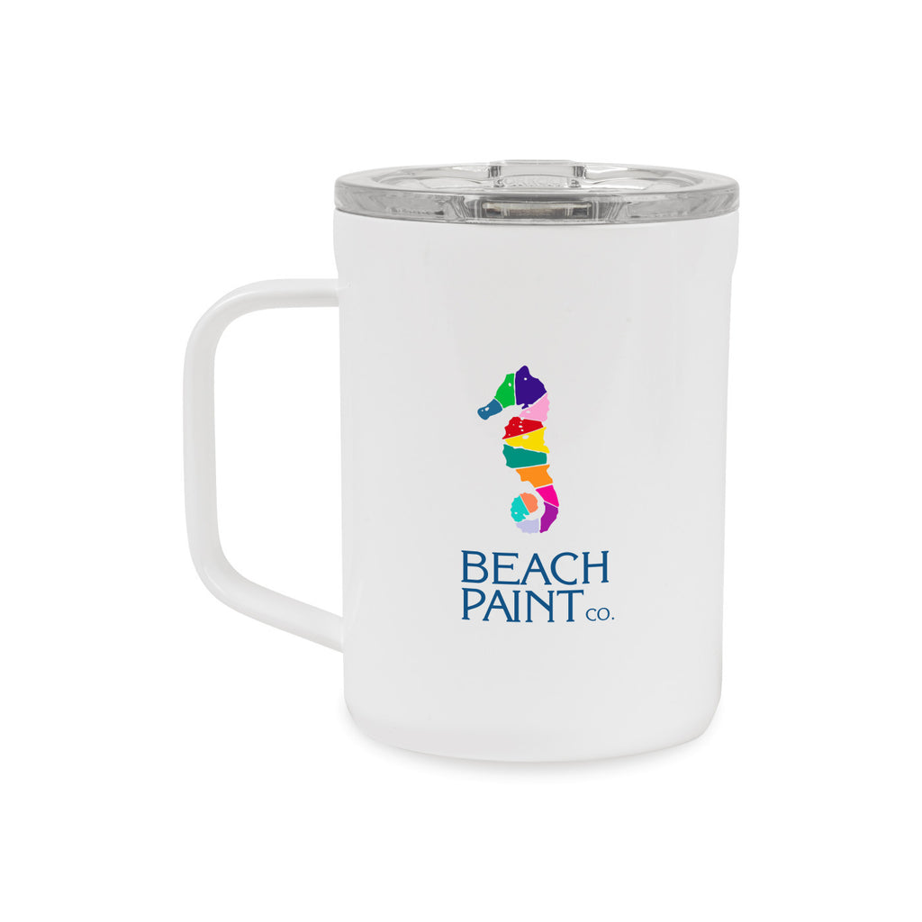 Corkcicle Insulated Coffee Mug with Sliding Lid, 16 oz Laser Engraving - Gloss White - View 1