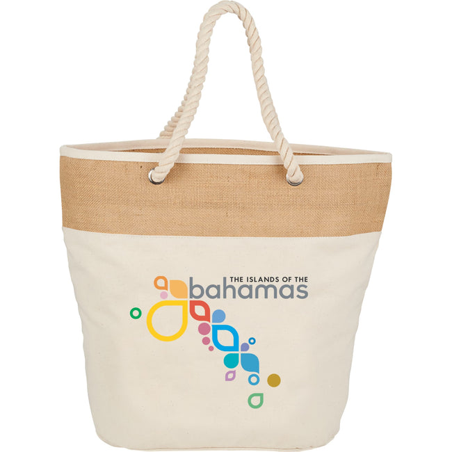 Cotton Canvas Rope Tote with Jute Accents, 12 oz Full Color