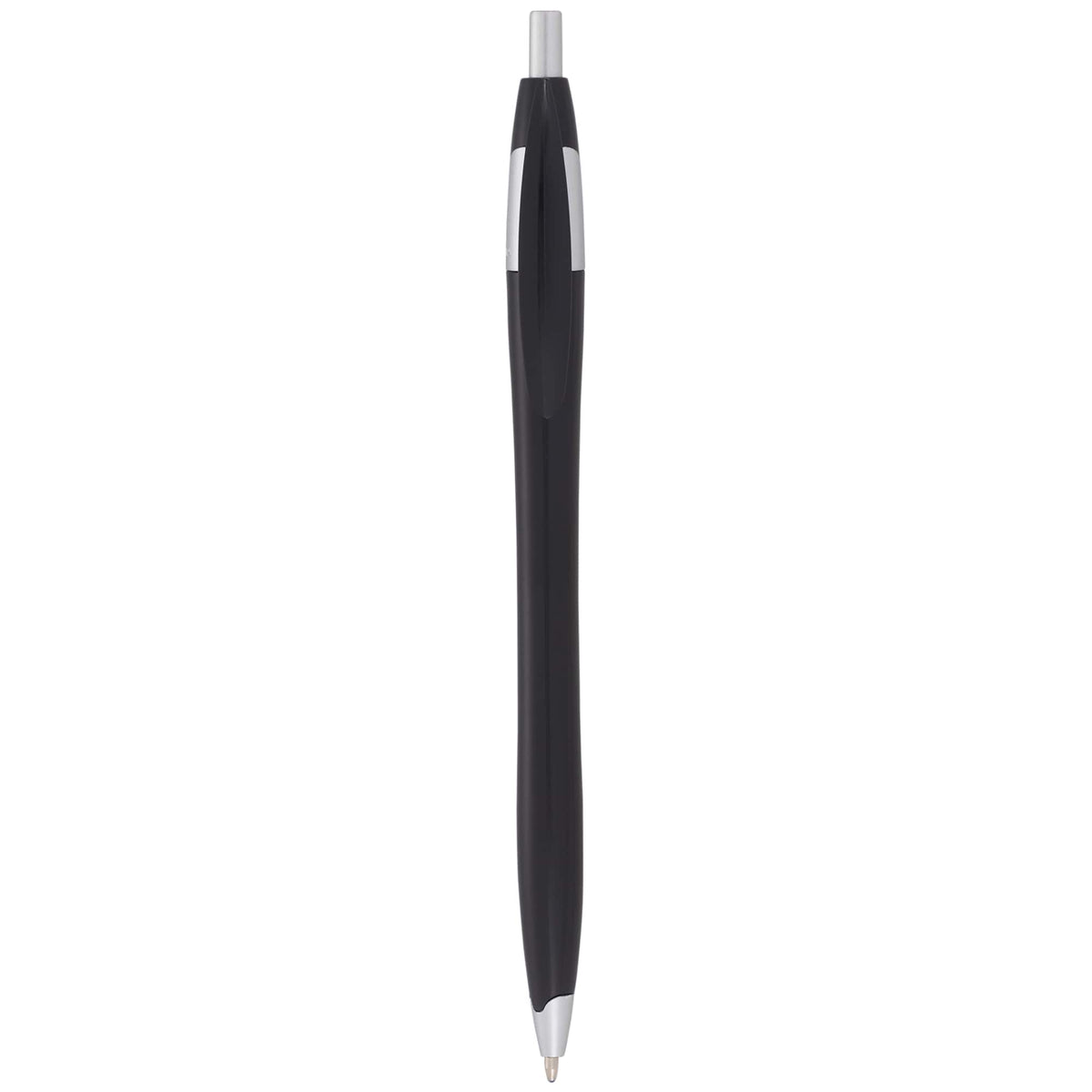 Cougar Click Ballpoint Pen in Translucent and Solid Colors - Black w/Silver Trim - Front 2