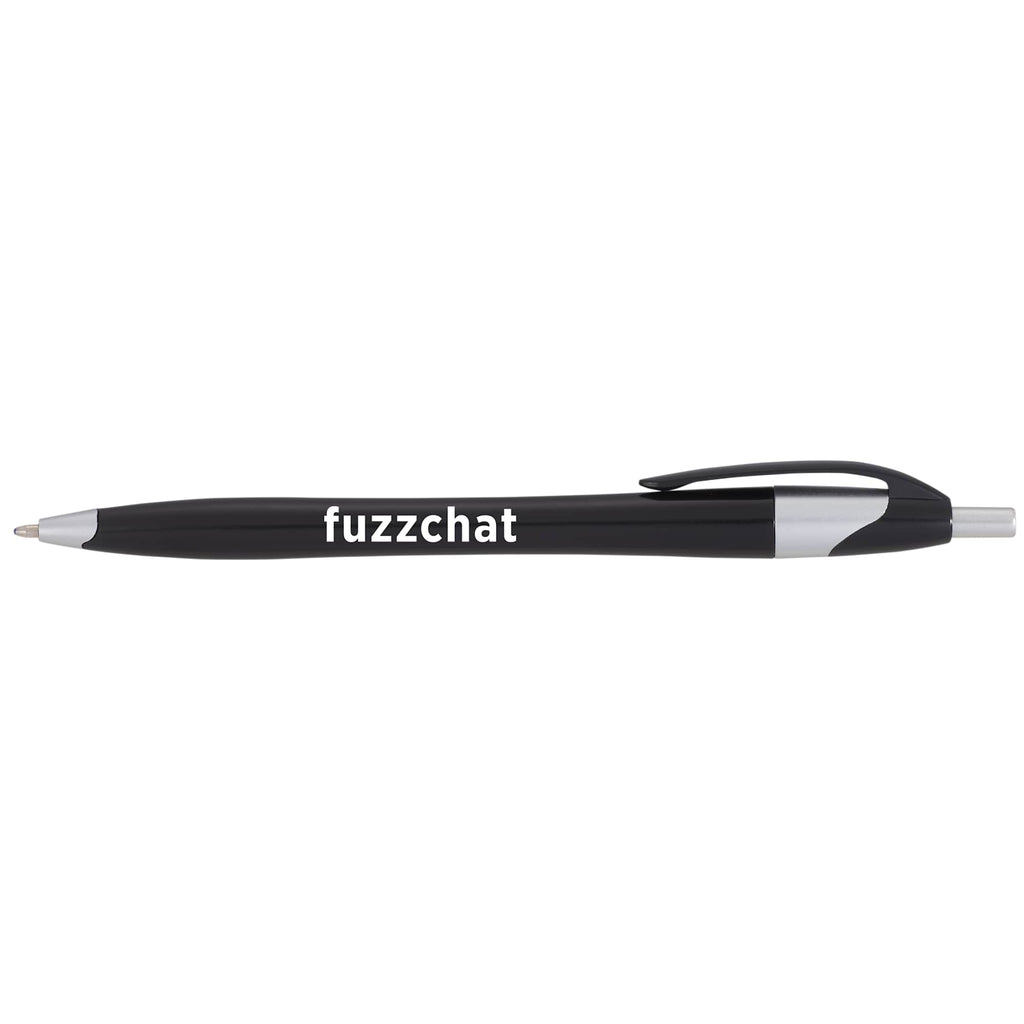 Cougar Click Ballpoint Pen in Translucent and Solid Colors - Black w/Silver Trim - Front