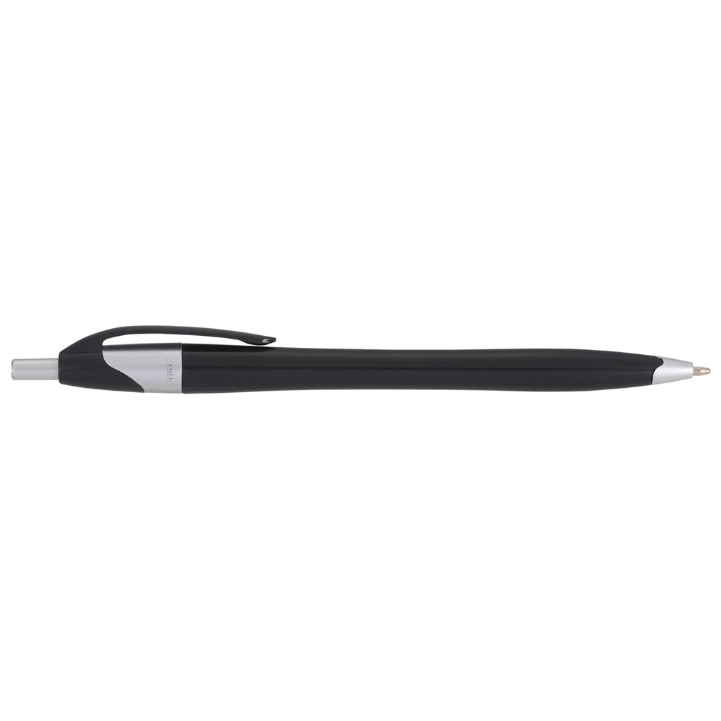 Cougar Click Ballpoint Pen in Translucent and Solid Colors - Black w/Silver Trim - Left Side