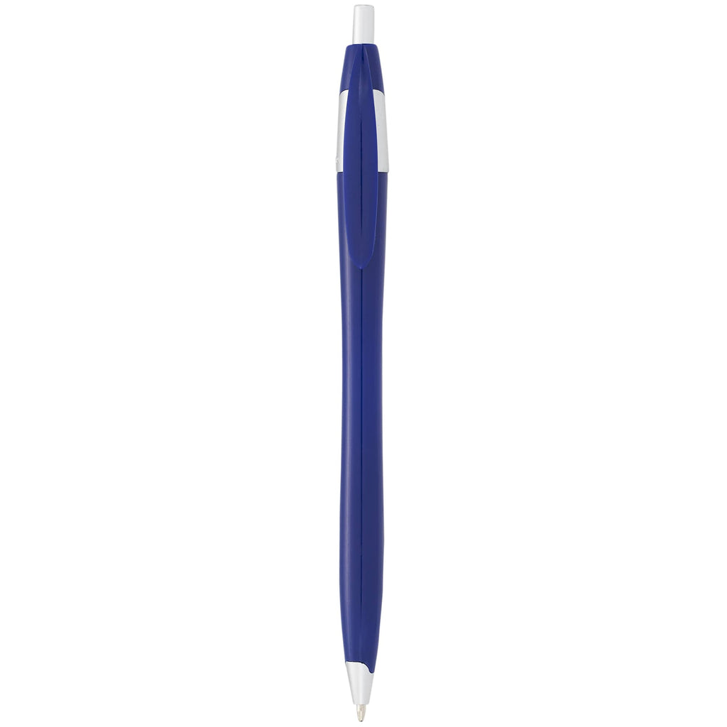 Cougar Click Ballpoint Pen in Translucent and Solid Colors - Blue w/Silver Trim - Front 2