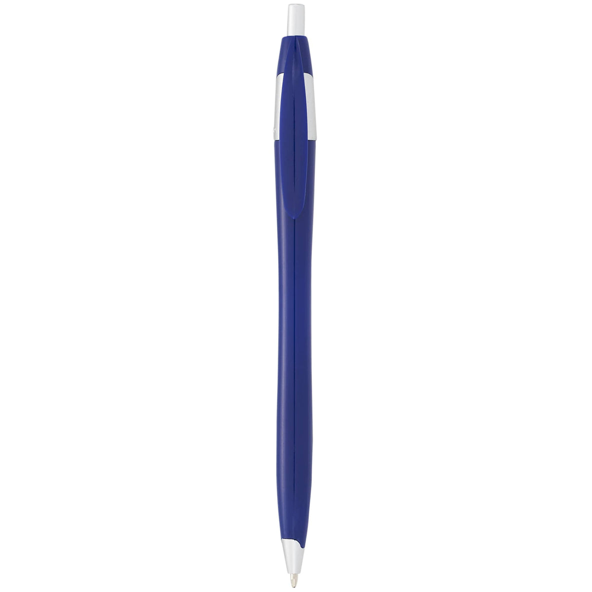 Cougar Click Ballpoint Pen in Translucent and Solid Colors - Blue w/Silver Trim - Front 2