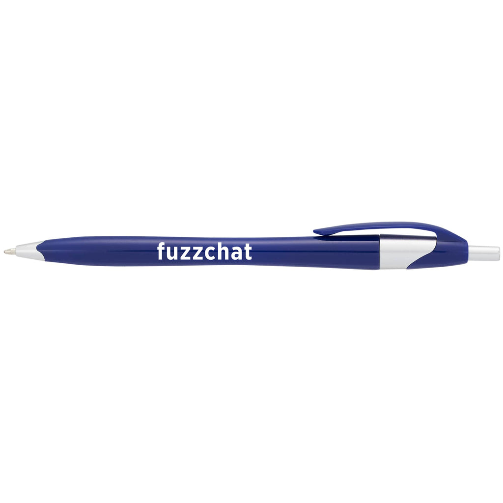 Cougar Click Ballpoint Pen in Translucent and Solid Colors - Blue w/Silver Trim - Front