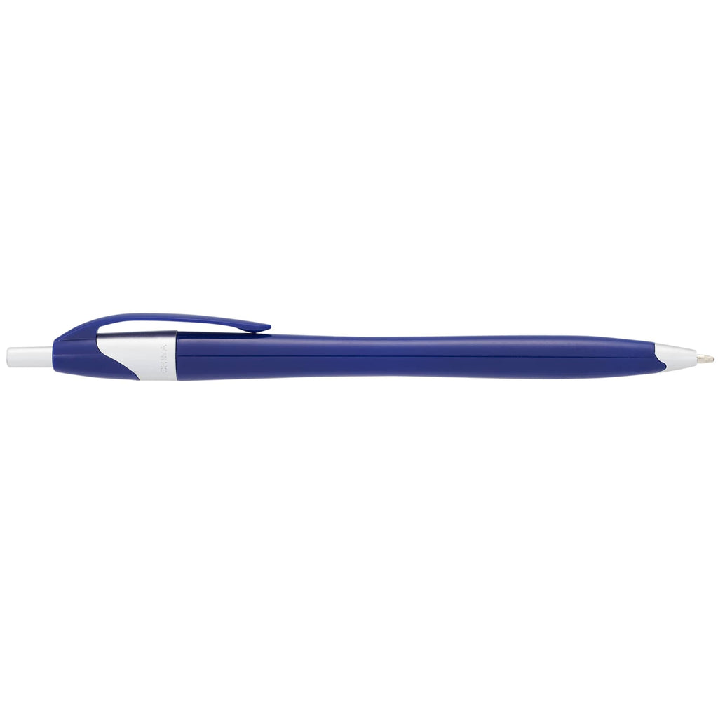 Cougar Click Ballpoint Pen in Translucent and Solid Colors - Blue w/Silver Trim - Left Side