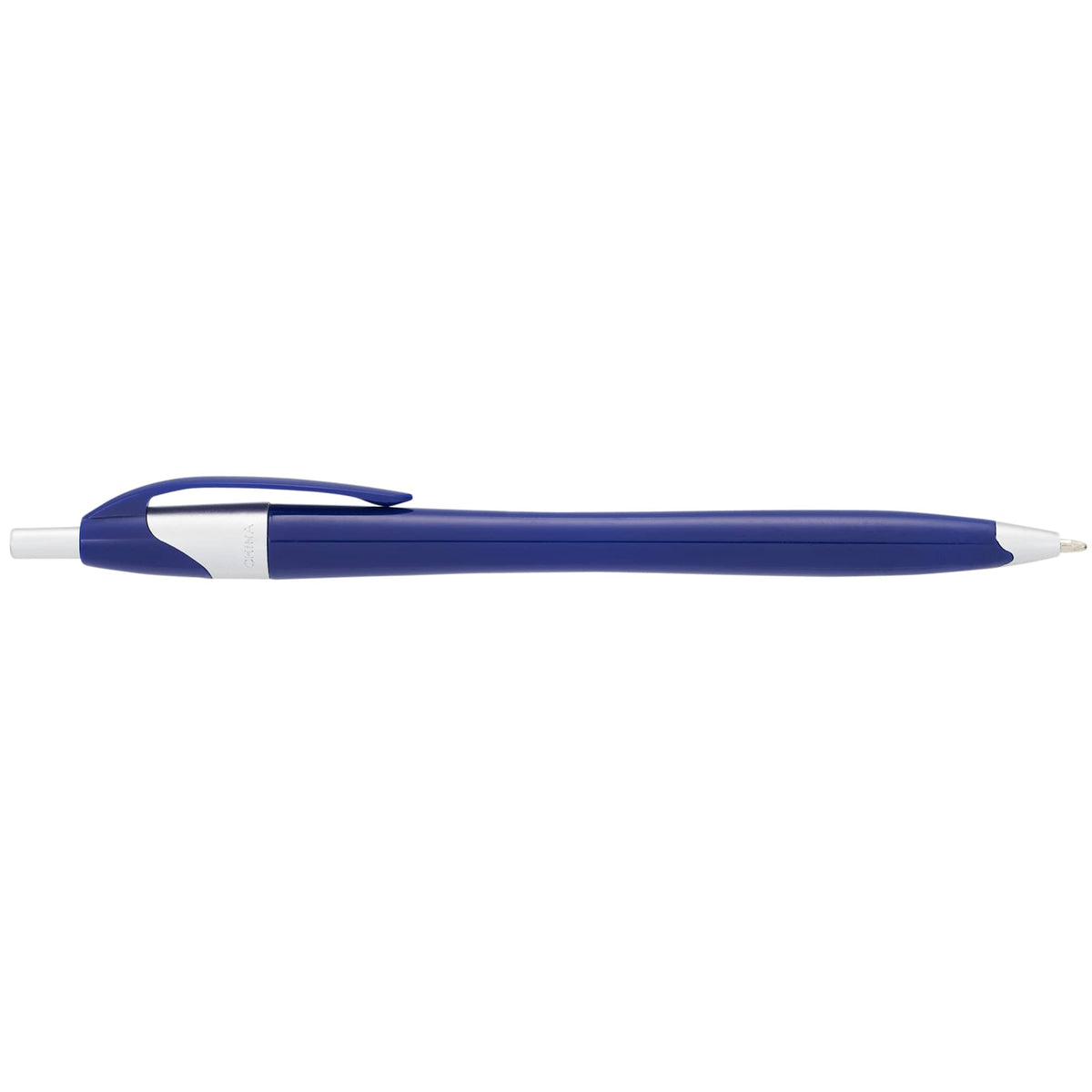 Cougar Click Ballpoint Pen in Translucent and Solid Colors - Blue w/Silver Trim - Left Side