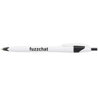 Cougar Click Ballpoint Pen in Translucent and Solid Colors - White w Black Trim - Front