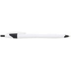Cougar Click Ballpoint Pen in Translucent and Solid Colors - White w Black Trim - Left Side