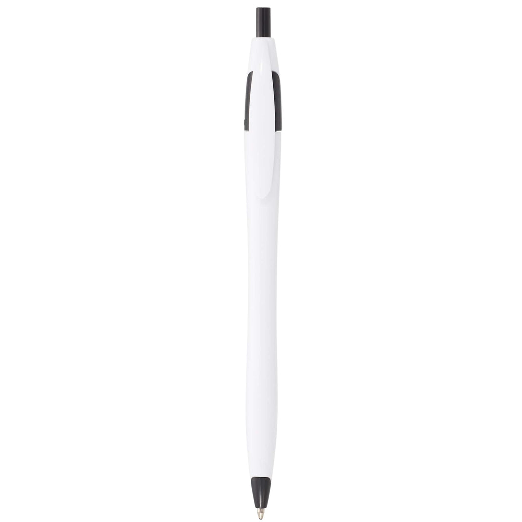 Cougar Click Ballpoint Pen in Translucent and Solid Colors - White w Black Trim - Photo