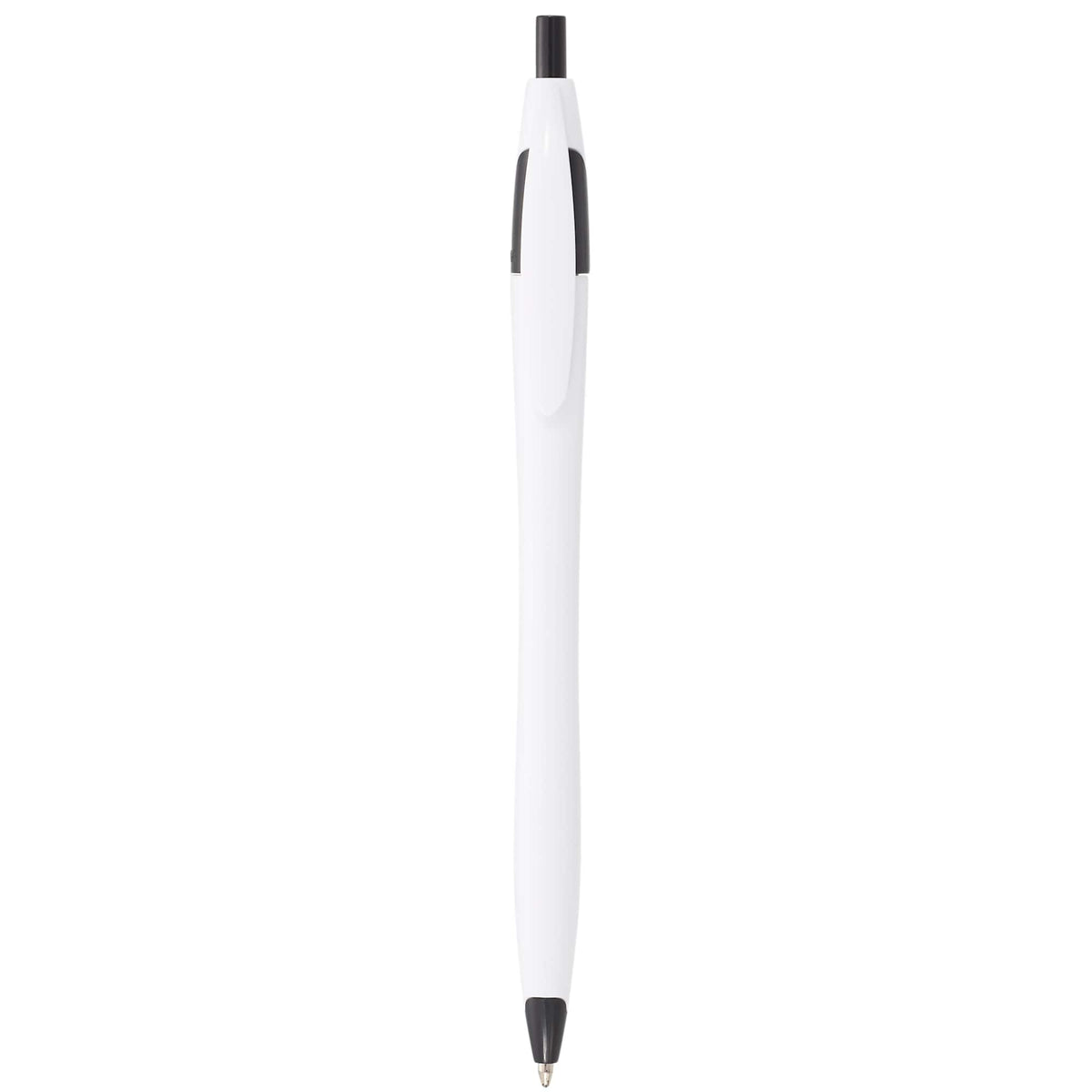 Cougar Click Ballpoint Pen in Translucent and Solid Colors - White w Black Trim - Photo