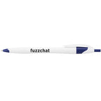 Cougar Click Ballpoint Pen in Translucent and Solid Colors - White w Blue Trim - Front