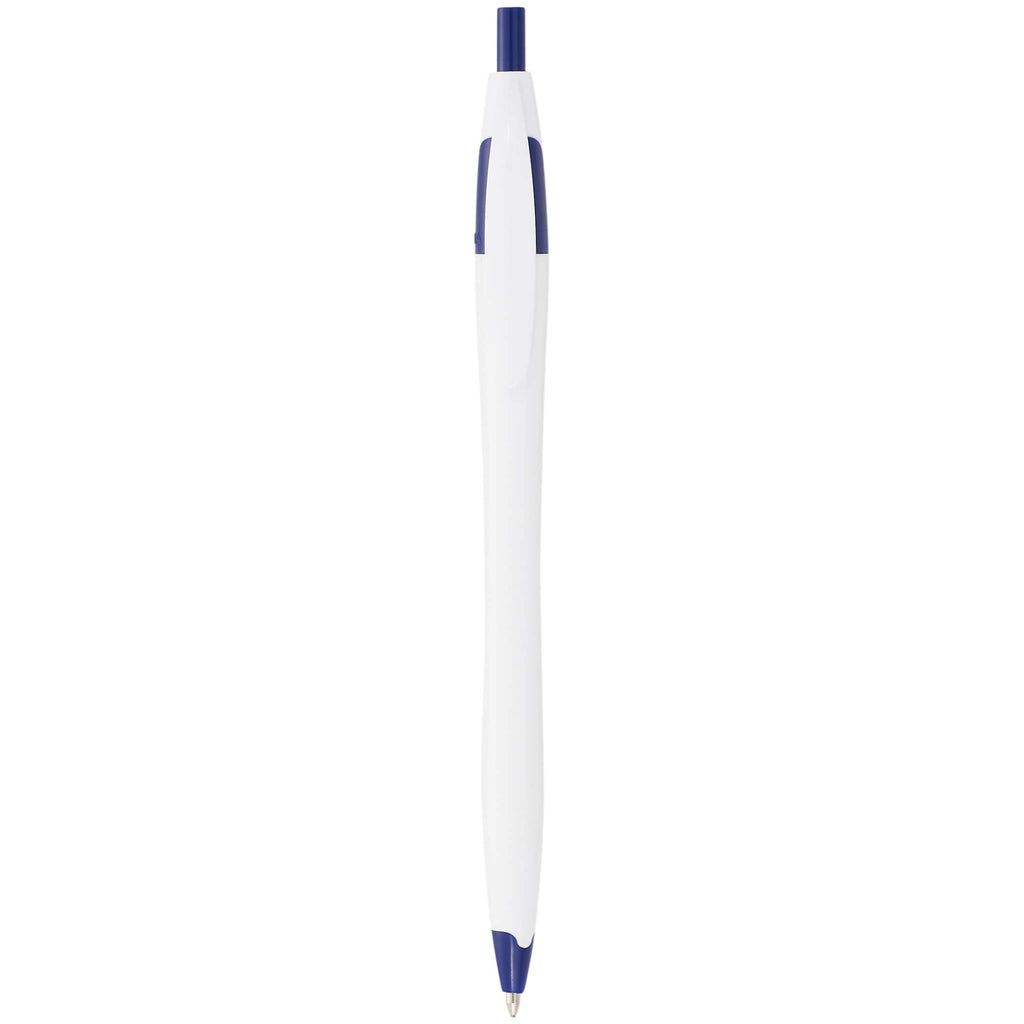 Cougar Click Ballpoint Pen in Translucent and Solid Colors - White w Blue Trim - Photo