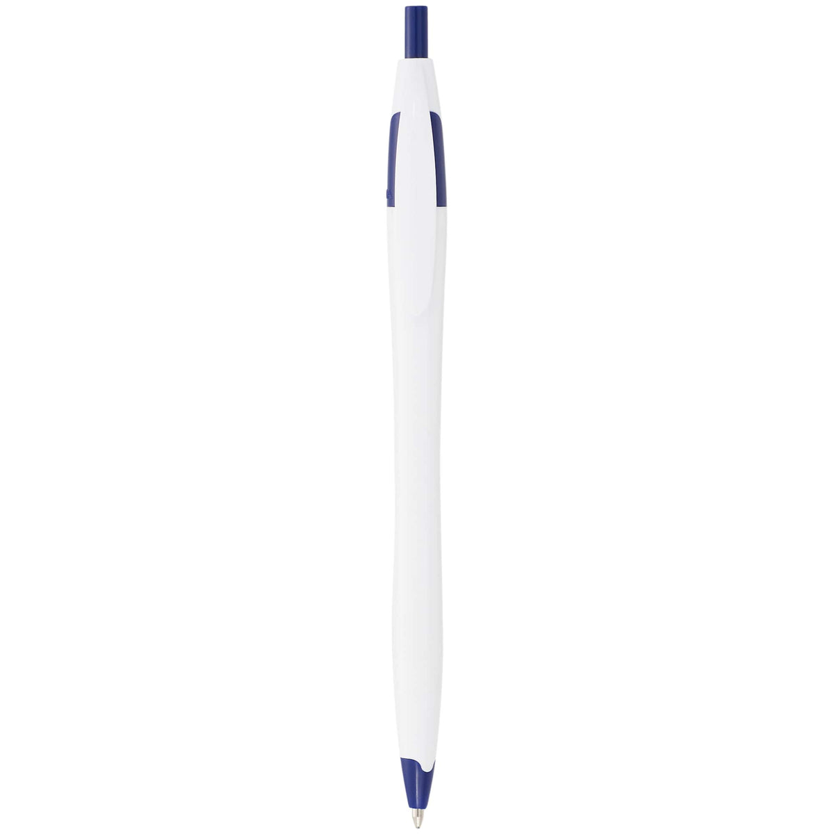 Cougar Click Ballpoint Pen in Translucent and Solid Colors - White w Blue Trim - Photo