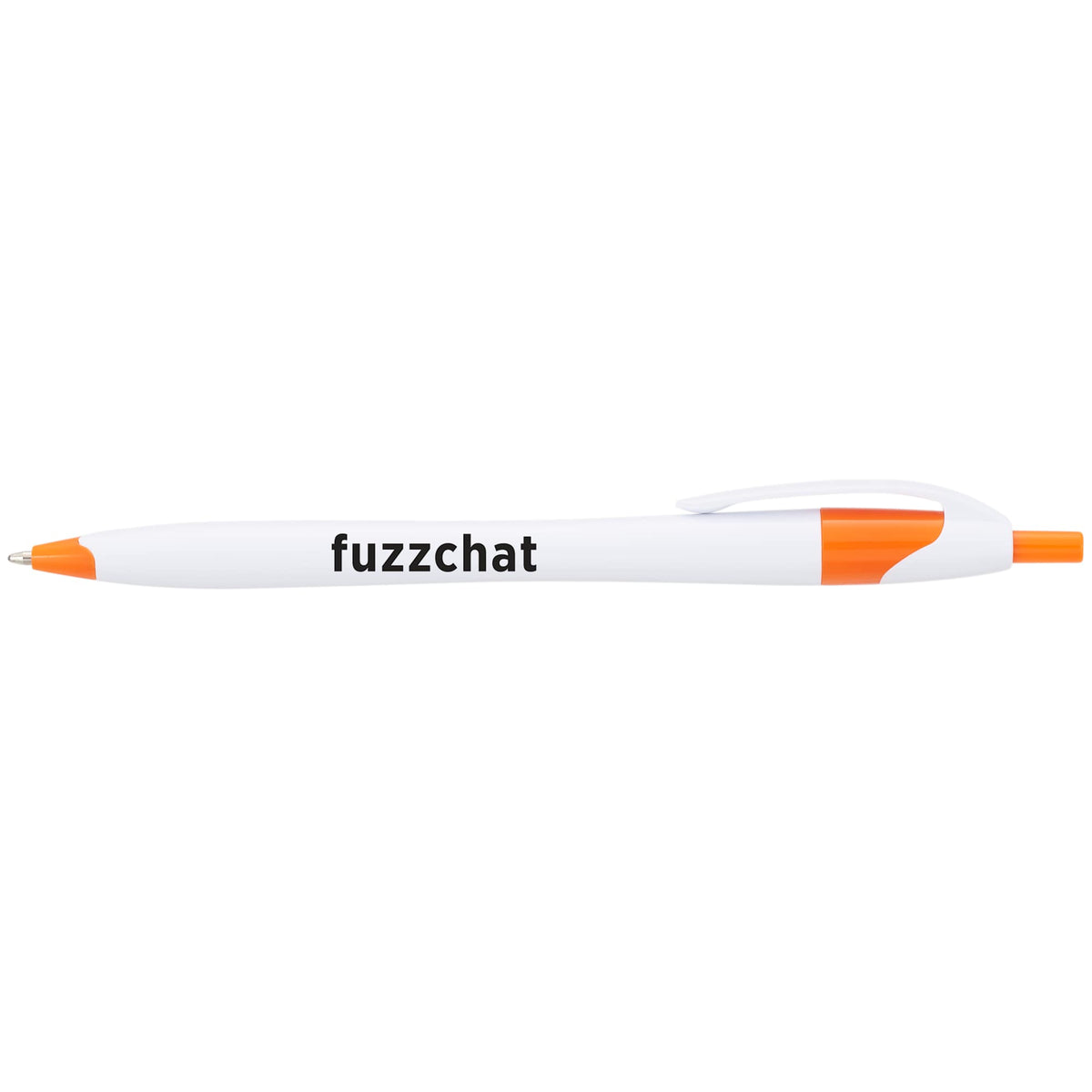 Cougar Click Ballpoint Pen in Translucent and Solid Colors - White w/Orange Trim - Front