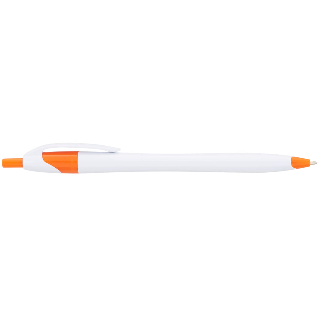 Cougar Click Ballpoint Pen in Translucent and Solid Colors - White w/Orange Trim - Left Side