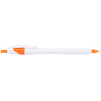 Cougar Click Ballpoint Pen in Translucent and Solid Colors - White w/Orange Trim - Left Side