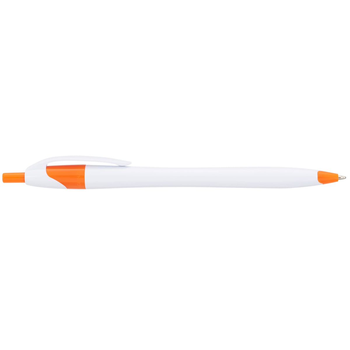 Cougar Click Ballpoint Pen in Translucent and Solid Colors - White w/Orange Trim - Left Side