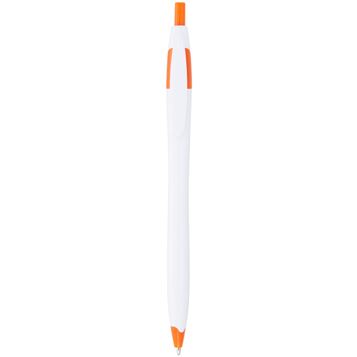 Cougar Click Ballpoint Pen in Translucent and Solid Colors - White w/Orange Trim - Photo