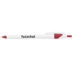 Cougar Click Ballpoint Pen in Translucent and Solid Colors - White w/Red Trim - Front
