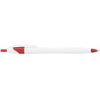 Cougar Click Ballpoint Pen in Translucent and Solid Colors - White w/Red Trim - Left Side